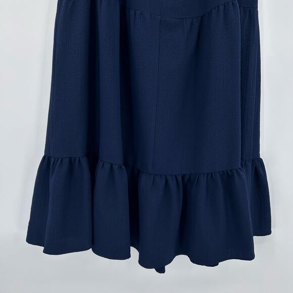 Sandra Darren Navy Tiered Ruffle Sleeveless Shift Dress Casual Plus Womens 1X - Picture 11 of 11